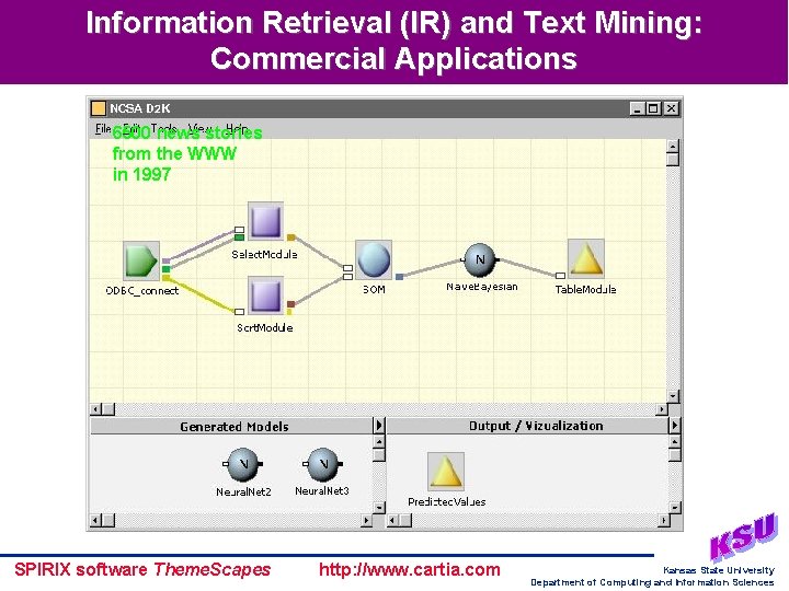 Information Retrieval (IR) and Text Mining: Commercial Applications 6500 news stories from the WWW