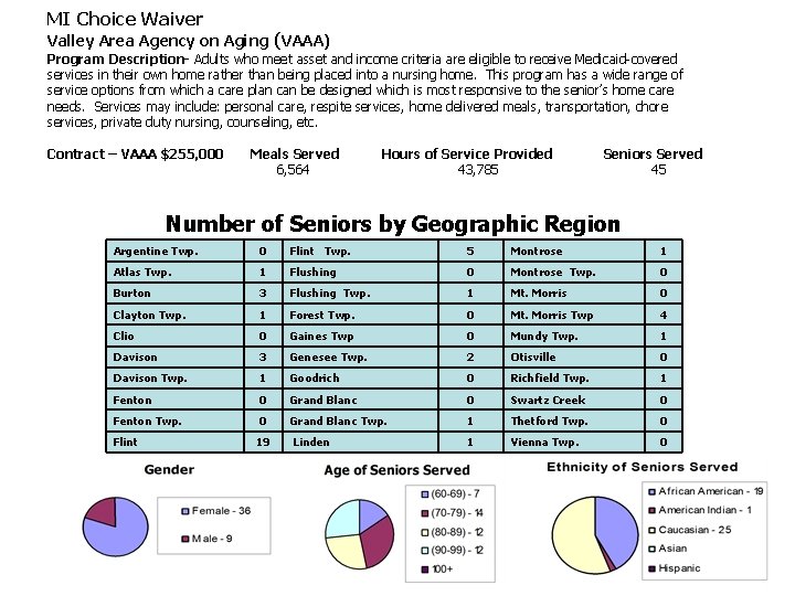 MI Choice Waiver Valley Area Agency on Aging (VAAA) Program Description- Adults who meet