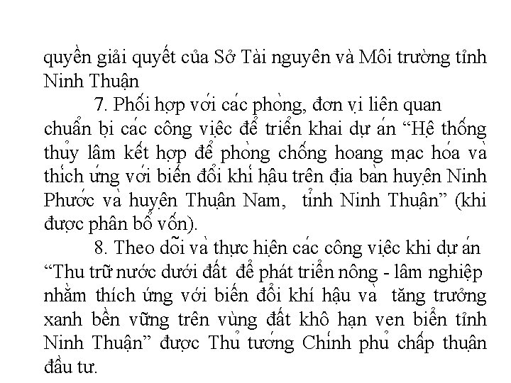 quyền giải quyết của Sở Tài nguyên và Môi trường tỉnh Ninh Thuận 7.
