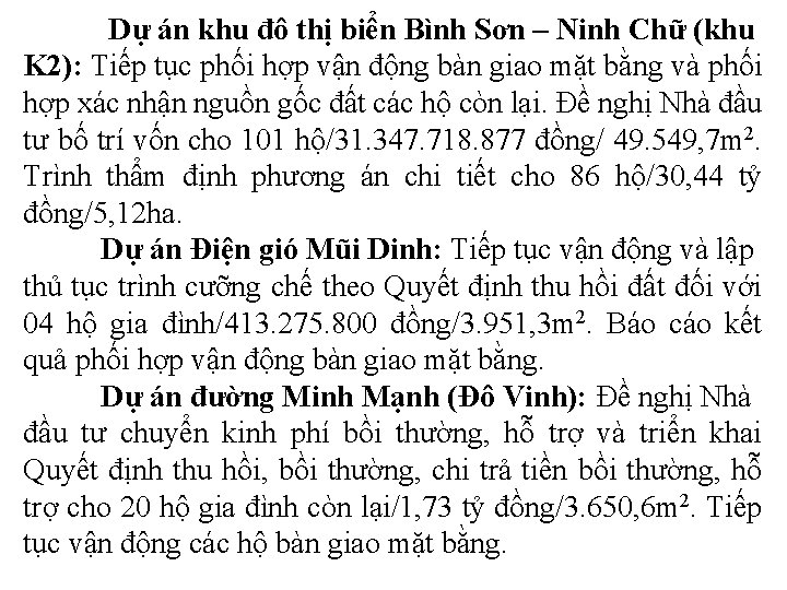  Dự án khu đô thị biển Bình Sơn – Ninh Chữ (khu K