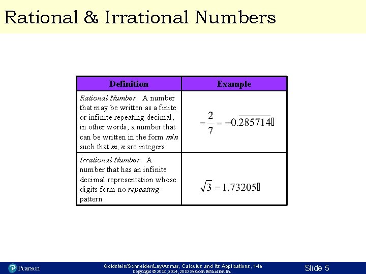 Rational & Irrational Numbers Definition Example Rational Number: A number that may be written