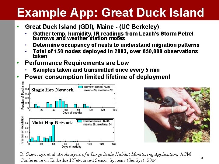 Example App: Great Duck Island • Great Duck Island (GDI), Maine - (UC Berkeley)