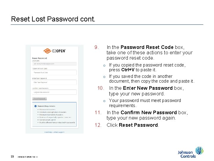 Reset Lost Password cont. 9. In the Password Reset Code box, take one of Reset Lost Password cont. 9. In the Password Reset Code box, take one of