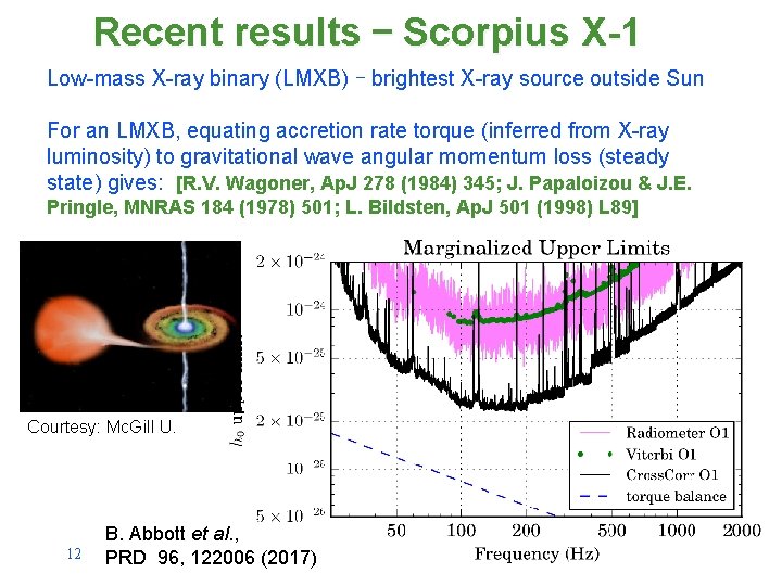 Recent results – Scorpius X-1 Low-mass X-ray binary (LMXB) – brightest X-ray source outside