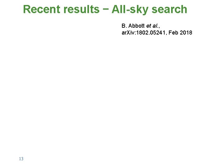Recent results – All-sky search B. Abbott et al. , ar. Xiv: 1802. 05241,