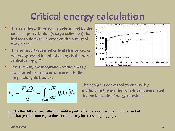 Critical energy calculation • • • The sensitivity threshold is determined by the smallest Critical energy calculation • • • The sensitivity threshold is determined by the smallest