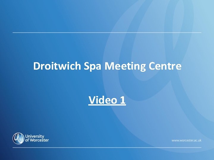 Droitwich Spa Meeting Centre Video 1 