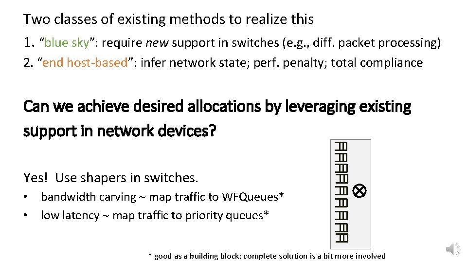 Two classes of existing methods to realize this 1. “blue sky”: require new support