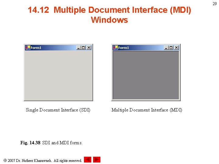 14. 12 Multiple Document Interface (MDI) Windows Single Document Interface (SDI) Fig. 14. 38