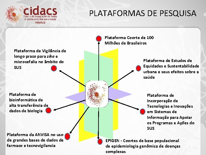 PLATAFORMAS DE PESQUISA Plataforma Coorte de 100 Milhões de Brasileiros Plataforma de Vigila ncia