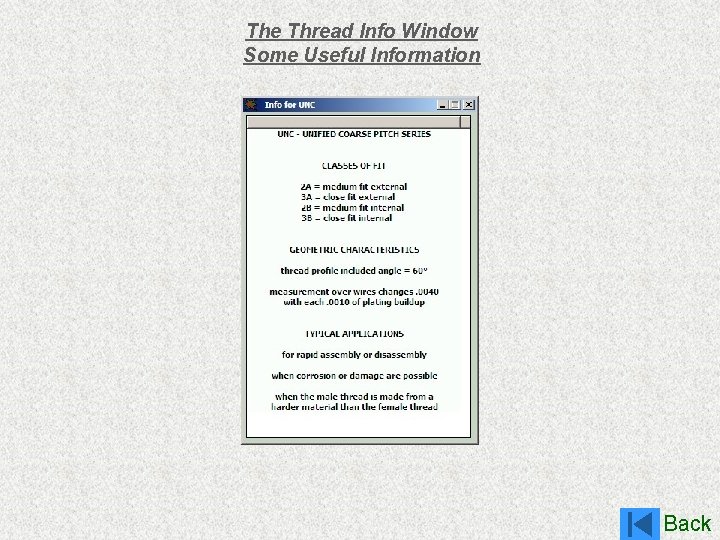 The Thread Info Window Some Useful Information Back 