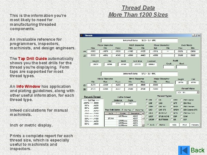 This is the information you're most likely to need for manufacturing threaded components. Thread