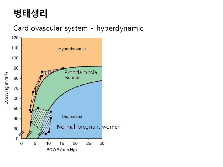 병태생리 Cardiovascular system - hyperdynamic Preeclampsia Normal pregnant women 