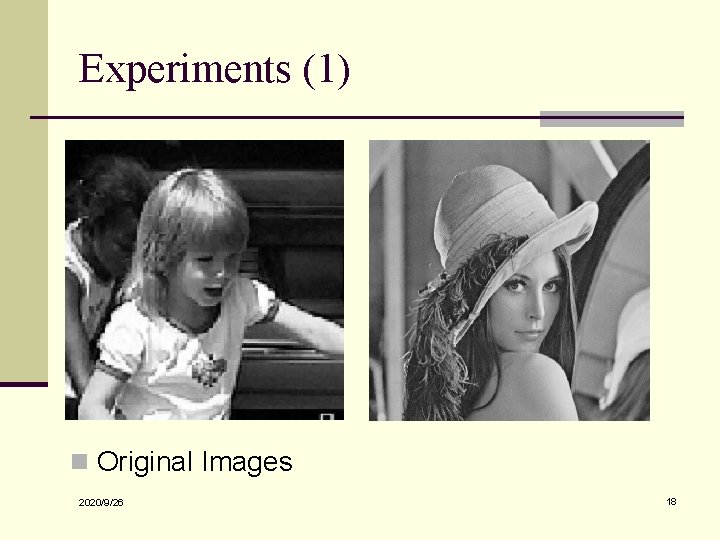 Experiments (1) n Original Images 2020/9/26 18 
