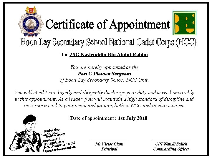 To 2 SG Nasiruddin Bin Abdul Rahim You are hereby appointed as the Part To 2 SG Nasiruddin Bin Abdul Rahim You are hereby appointed as the Part