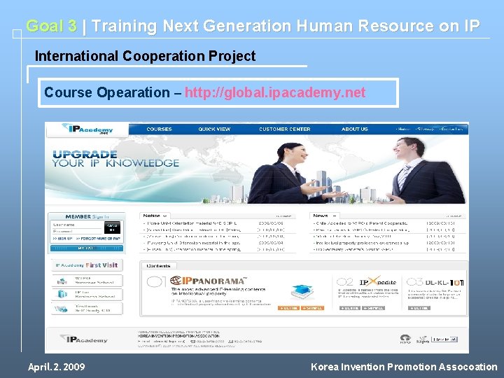 Goal 3 | Training Next Generation Human Resource on IP International Cooperation Project Course