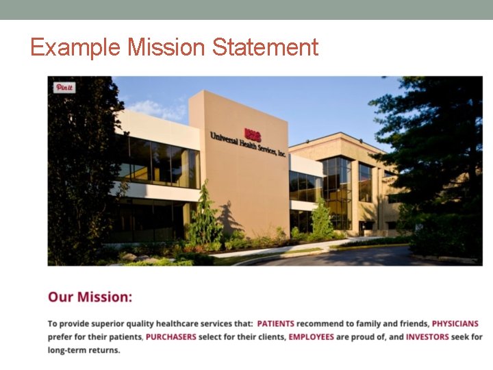 Example Mission Statement 