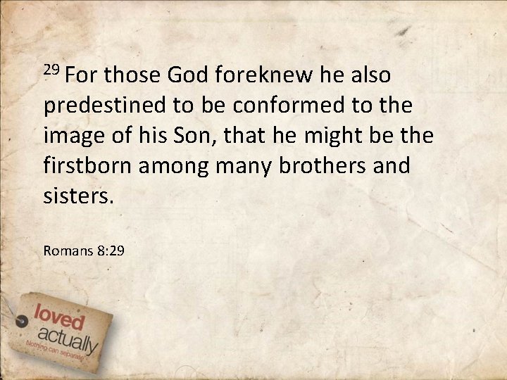 29 For those God foreknew he also predestined to be conformed to the image