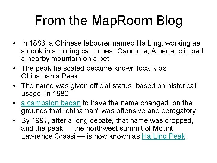 From the Map. Room Blog • In 1886, a Chinese labourer named Ha Ling,