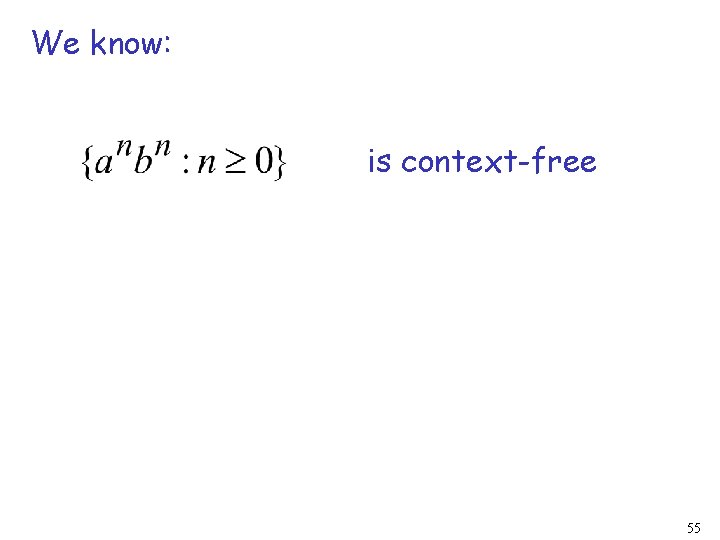 We know: is context-free 55 