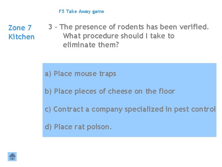 FS Take Away game Zone 7 Kitchen 3 – The presence of rodents has