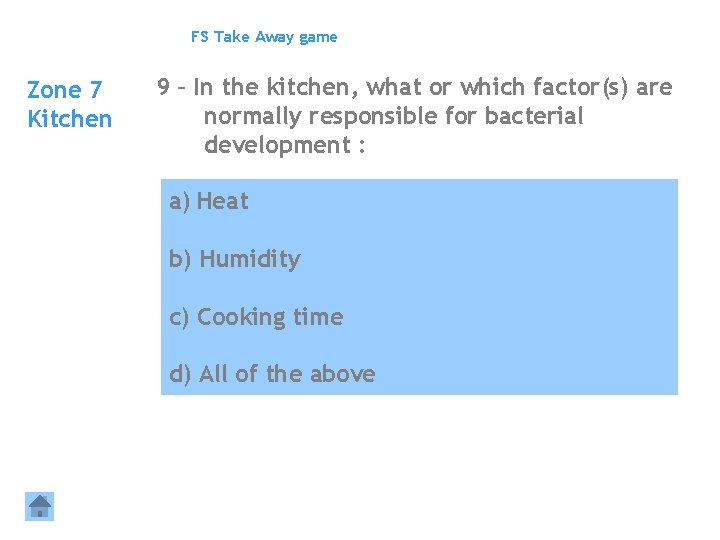FS Take Away game Zone 7 Kitchen 9 – In the kitchen, what or
