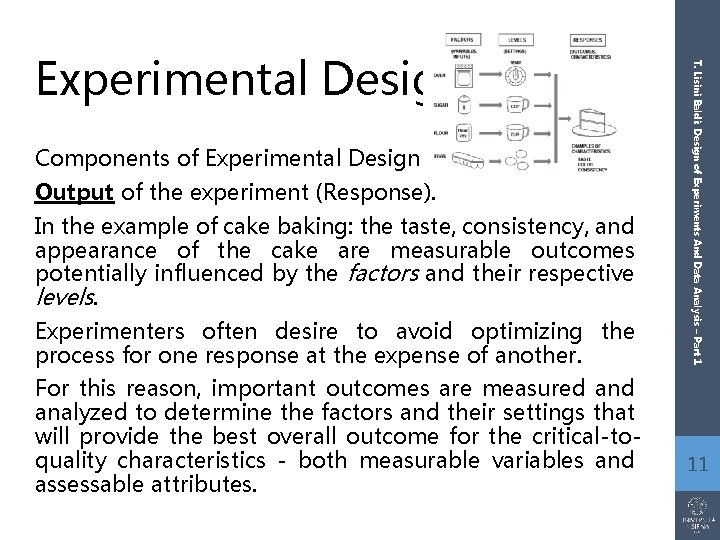 Components of Experimental Design Output of the experiment (Response). In the example of cake