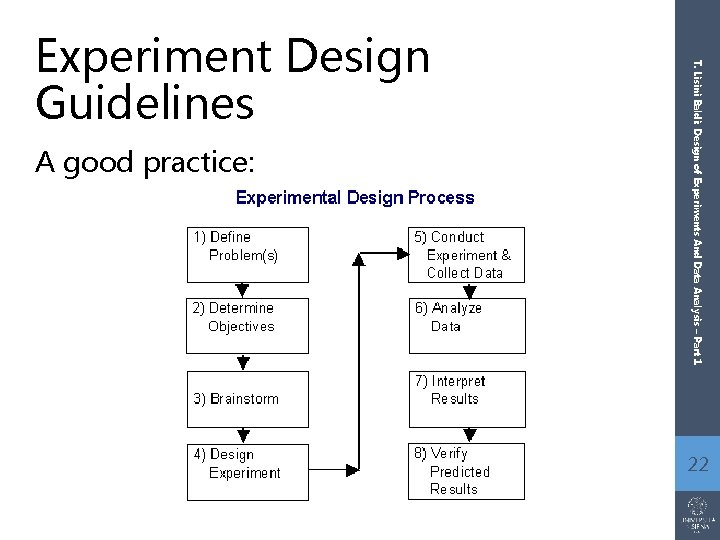 A good practice: T. Lisini Baldi: Design of Experiments And Data Analysis – Part
