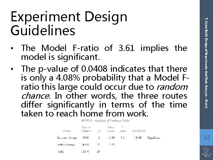  • The Model F-ratio of 3. 61 implies the model is significant. •