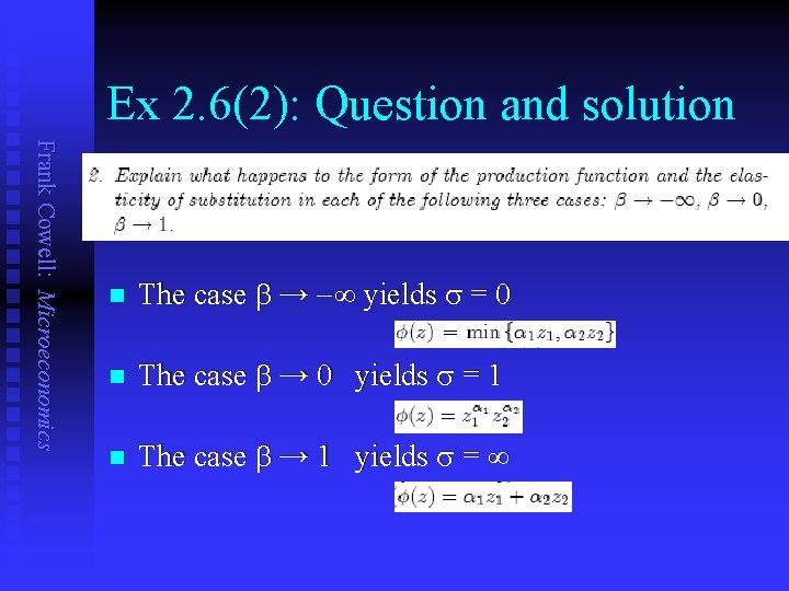 Ex 2. 6(2): Question and solution Frank Cowell: Microeconomics n The case b →