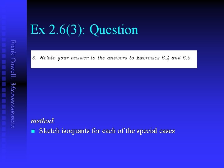 Ex 2. 6(3): Question Frank Cowell: Microeconomics method: n Sketch isoquants for each of