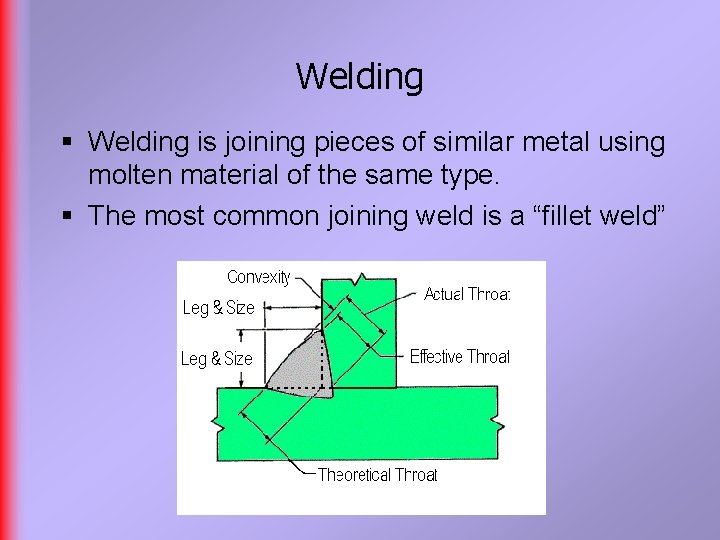 Welding § Welding is joining pieces of similar metal using molten material of the