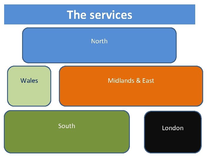 The services North Wales Midlands & East South London The services North Wales Midlands & East South London