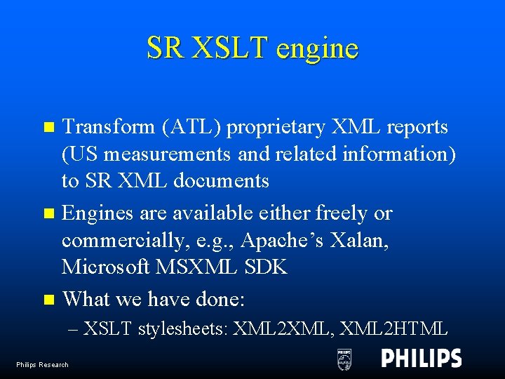 SR XSLT engine Transform (ATL) proprietary XML reports (US measurements and related information) to