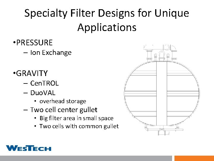 Specialty Filter Designs for Unique Applications • PRESSURE – Ion Exchange • GRAVITY –