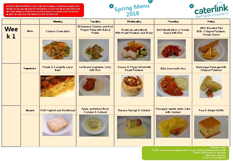 u en Spring M 2018 ALLERGY INFORMATION: If your child has an allergy or