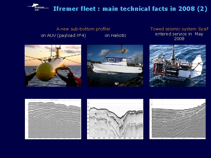 Ifremer 2009 Ifremer fleet : main technical facts in 2008 (2) A new sub-bottom