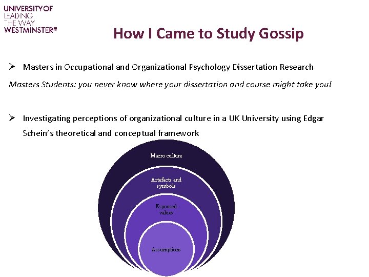 How I Came to Study Gossip Ø Masters in Occupational and Organizational Psychology Dissertation