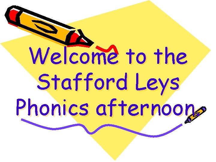 Welcome to the Stafford Leys Phonics afternoon. Welcome to the Stafford Leys Phonics afternoon.