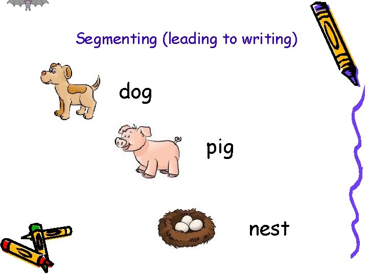 Segmenting (leading to writing) dog pig nest Segmenting (leading to writing) dog pig nest