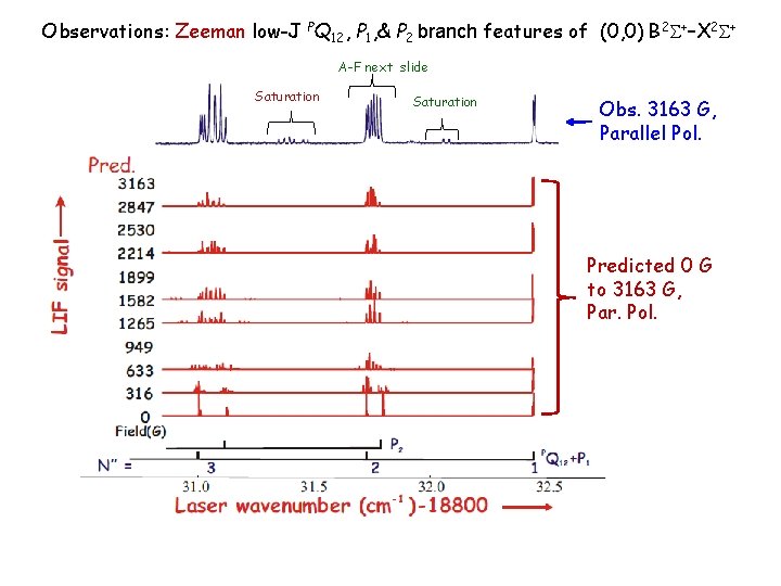 Observations: Zeeman low-J PQ 12, P 1, & P 2 branch features of (0,