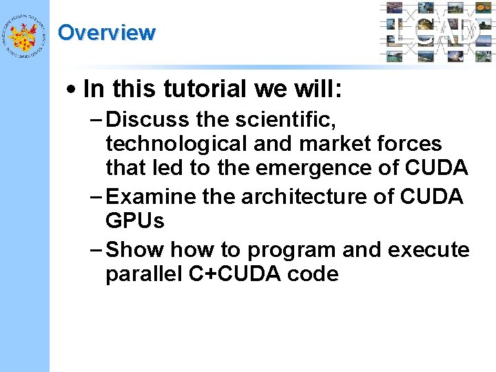 Overview LCAD • In this tutorial we will: – Discuss the scientific, technological and