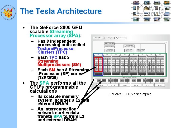 The Tesla Architecture • LCAD The Ge. Force 8800 GPU scalable Streaming Processor array