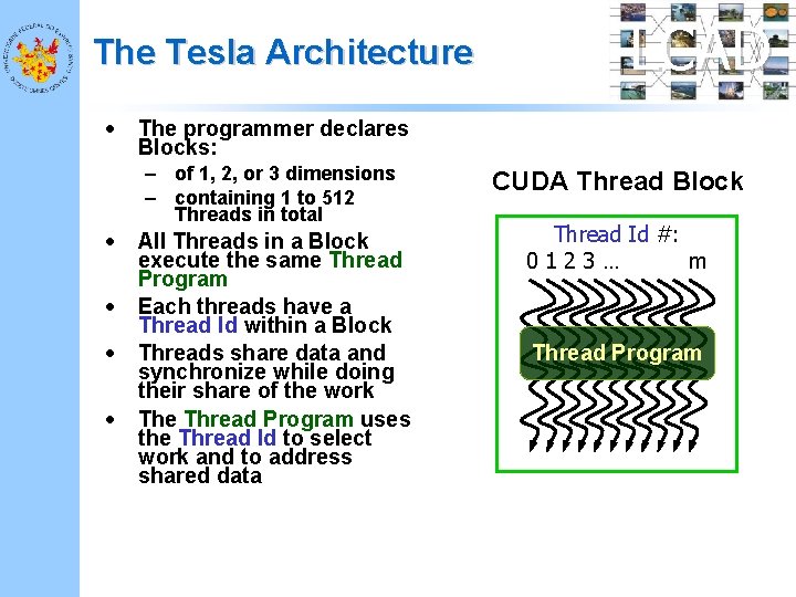 The Tesla Architecture • The programmer declares Blocks: – of 1, 2, or 3