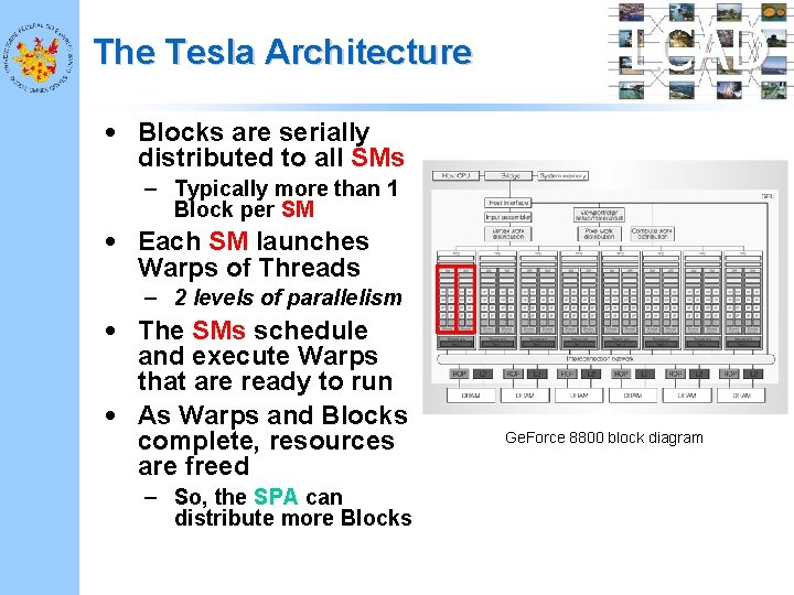 The Tesla Architecture LCAD • Blocks are serially distributed to all SMs – Typically