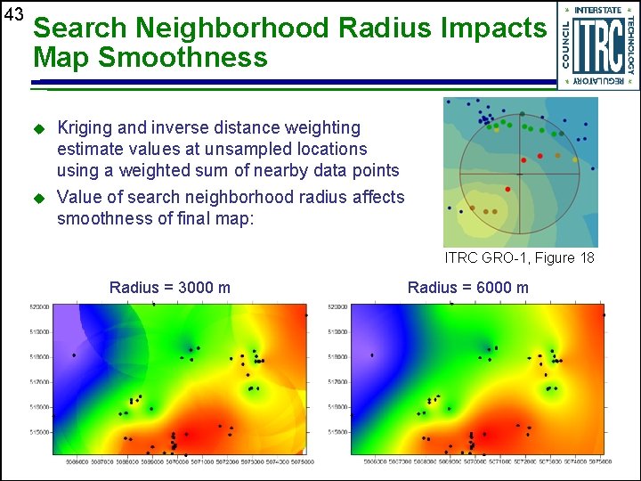 43 Search Neighborhood Radius Impacts Map Smoothness Kriging and inverse distance weighting estimate values