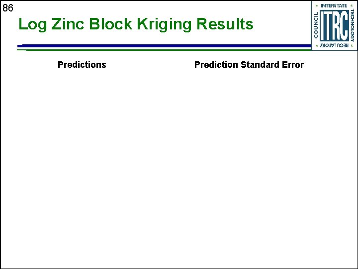 86 Log Zinc Block Kriging Results Prediction Standard Error 