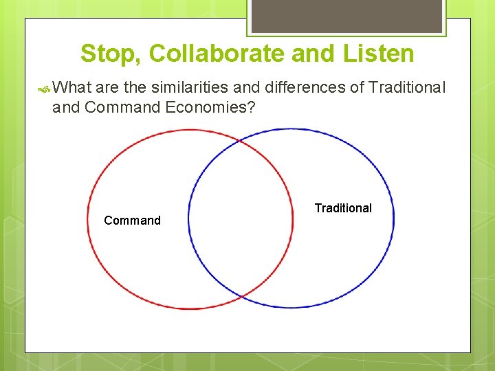 Stop, Collaborate and Listen What are the similarities and differences of Traditional and Command