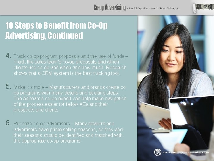 10 Steps to Benefit from Co-Op Advertising, Continued 4. Track co-op program proposals and