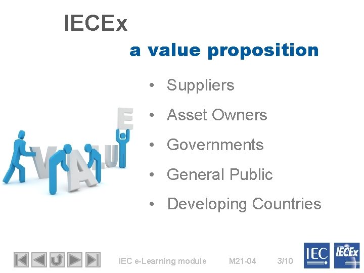 IECEx a value proposition • Suppliers • Asset Owners • Governments • General Public IECEx a value proposition • Suppliers • Asset Owners • Governments • General Public